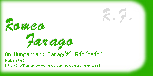 romeo farago business card